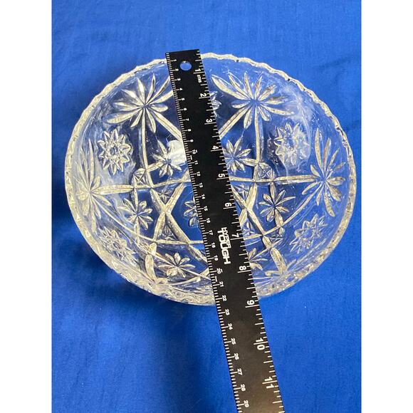 VTG Anchor Hocking Glass Serving Bowl Star of David Pattern 8.5" x 3.5" Sawtooth - Picture 8 of 9